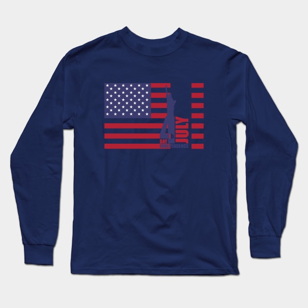 4th of july celebration as independence day with American flag, stars and stripes Long Sleeve T-Shirt by Jyndaarth